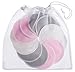 Washable Nursing Pads 10 Pack (Organic Bamboo) + Laundry & Travel Bag + Free Breastfeeding & Sleeping Guide. Feel Safe with Softest Reusable Breast Pads by BabyVoice (Medium, White-Grey-Pink)
