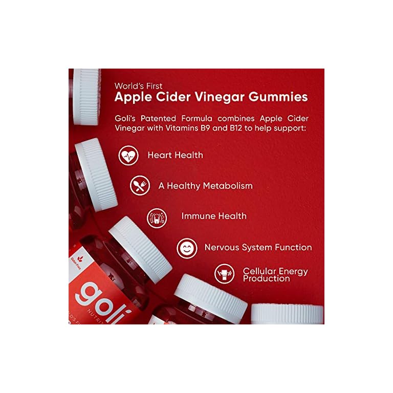 Goli Apple Cider Vinegar Gummy Vitamins 60 Count Vitamin B12, GelatinFree, GlutenFree