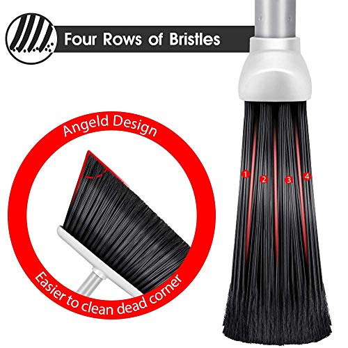 Broom and Dustpan Set Cleaning Supplies Upright Lobby Pan Broom Combo with 52" Long Handle,Easy Assembly Great Use for Home Kitchen Room Office Outdoor Indoor