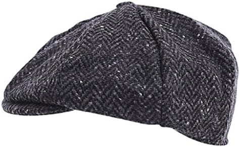 100% Handmade Handwoven Tweed – 'Newsboy' Cap – Black Herringbone – made by Hanna Hats