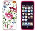 DandyCase 2in1 Hybrid High Impact Hard Pink & Blue Flower Pattern + Silicone Case Cover for Apple iPhone 5C Screen Cleaner (Pink & Blue)