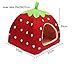 Leegoal Cute Soft Sponge White Dots Strawberry Pet Cat Dog House Bed with Warm Plush Pad(Red,M)