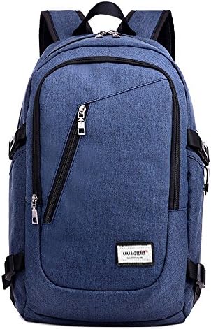 NIUIEME Slim Laptop Backpack 20 Inch Business Water Resistant Polyester Laptop Backpack with USB Charging Port (Blue)