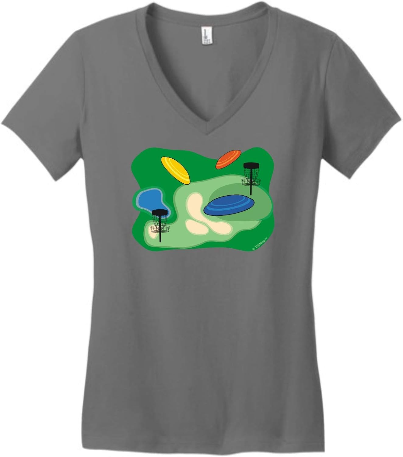 ThisWear Disc Golf Course Themed Juniors Vneck Clothing