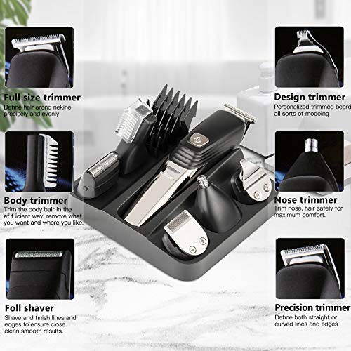Beard Trimmer for Men Hair Clippers 6 in 1 Hair Trimmer Pro Haircut Kit Cordless USB Rechargeable Waterproof Fast Charge