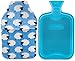HomeTop Premium Classic Rubber Hot or Cold Water Bottle with Soft Fleece Cover (2 Liters, Blue/Blue Sheep Envelope Cover)