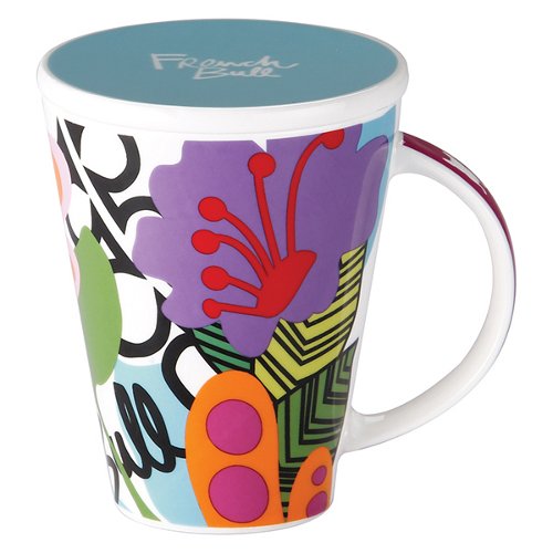 French Bull 16 oz. V Mug - Porcelain Mug - Coffee, Car, Lid, Tea - Oasis