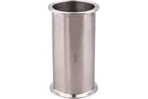 DERNORD Sanitary Spool Tube with Clamp Ends,Stainless Steel 304 Seamless Round Tubing with 4 inch Tri Clamp Ferrule Flange (Tube Length: 8 Inch / 204MM)