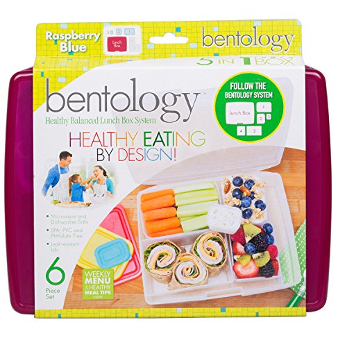 Bentology Leak-proof Bento Lunch Box with 5 Removable Containers, Translucent Raspberry