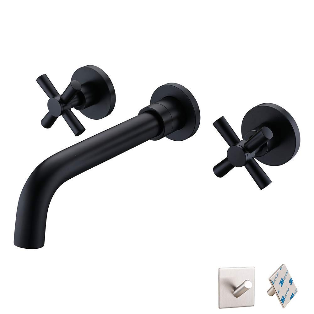 Jruia 3 Hole Wall Mounted Black Washbasin Tap Flush Mounted Bathroom Tap 2 Lever Mixer Tap Washbasin Tap Wall Mount Brass Projection 19 3 Cm Buy Online In Bahamas At Bahamas Desertcart Com Productid 65027524