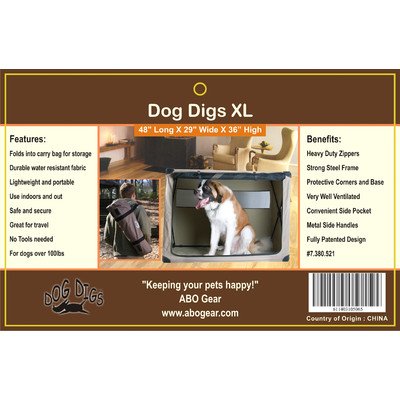 Abo Gear Dog Digs Pet Crate, X-Large (611403105065)