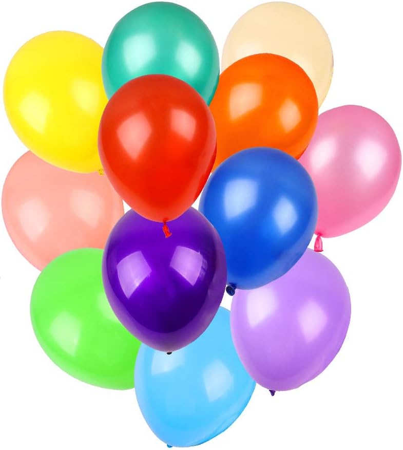RUBFAC 120 Assorted Color Balloons 12 Inches 12 Kinds of Rainbow Party Latex Balloons, Latex Balloons for Party Decoration, Birthday Party Supplies or Arch Decoration: Toys & Games
