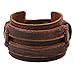 MORE FUN Fashion Good Matching Genuine Leather Wide Cuff Bracelet with Snap Button (Brown)