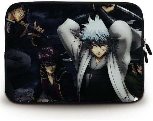Anime Laptop Sleeve with Gintama(4) Patterns Waterproof Canvas Fabric 15 15.6 Inch Laptop Bag Case Cover(Twin Sides)