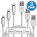 CABLEN iPhone Cable Charger MFi Certified 3Packs [3FT 6FT 6FT] to USB Charging & Syncing charger cord Nylon Braided with iPhone X / 8 / 7/ Plus / 6 / 6S / 5 / 5C /5S / (Silver&White)