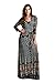 On Trend Women's Paris Bohemian 3/4 Sleeve Faux Wrap Long Maxi Resort Dress