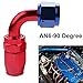 Dewhel AN 4 6 8 10 12 Straight 45 90 180 Degree Swivel Oil Fuel Line Hose End Fitting Aluminum Size AN6 90 Degree