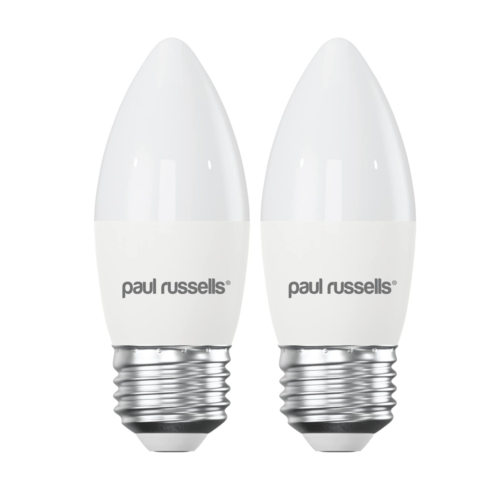 paul russells LED Candle – Dimmable Edison Screw Light, 5.5W 470 LM E27 C37 LED Bulbs, 40w Equivalent, 6500K Daylight, Dimmer ES Energy Saving Ceiling Lightsbulbs, Pack of 2