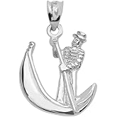 Italian Venice Venetian Gondola Boat Charm Pendant in 925 Sterling Silver
