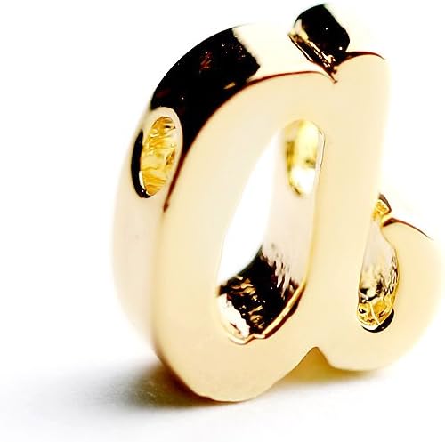 16K Gold Plated Cursive Initial Beads Letter Charm Initials A-Z Alphabet Mignon and Mignon Supply - Gri (A)