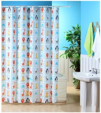ZOO PATTERNED POLYESTER 180 X 180CM SHOWER CURTAIN