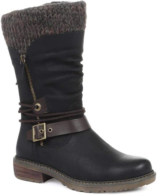 Pavers Relife Ladies Mid Calf Boots for Women 318 983 Black Size 7 UK
