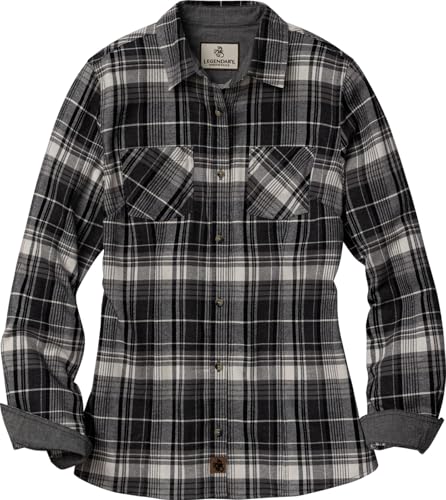 Legendary Whitetails Womens Long Sleeve Plaid Button Up 100% Cotton Flannel Shi…