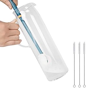 Imbomsi Silicone Bottle Brush, Baby Bottle Cleaner Brush with Bendable Brush Head, Long Bottle Brush for Feeding Bottles, Flasks, and Juicers with 3 Straw Brushes