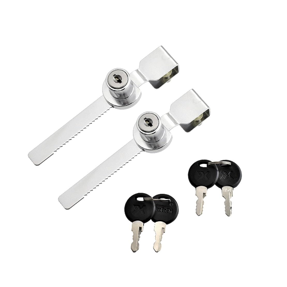 JZK 2X Sliding Glass Door Ratchet Lock with Same Key, Glass Display Cabinet Showcase Lock, Slide Lock for Vivarium or Terrarium, Sliding Closet Door Lock with Key