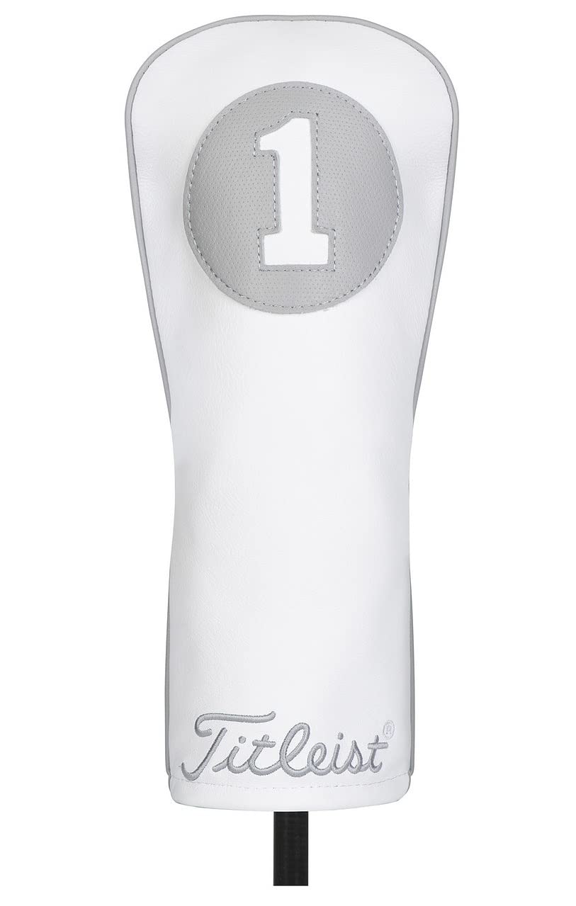 Titleist Frost Out Leather Headcover, Drive, White/Grey