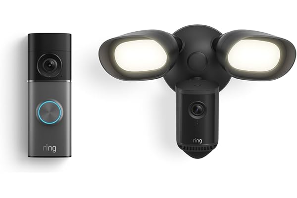 Ring Wired Doorbell Pro (Newest Model) with Floodlight Cam Pro (Newest Model), Black