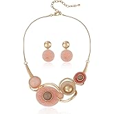 AMYJANE Vintage Statement Jewelry Set - Spring Leaf Flower Floral Plant Necklace Earring Set Crystal Rhinestone Fashion Costume Jewelry for Women Prom Party Unique Gift