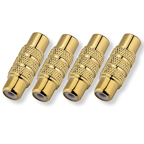 Conwork RCA Female to Female Adapter, RCA Connector A/V Joiner Video and Audio Coupler Metal Adapter Component Gold Plated 4-Pack