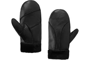 Women's Warm Winter Mittens Shearling Sheepskin Mitten Warm Fur-Lined