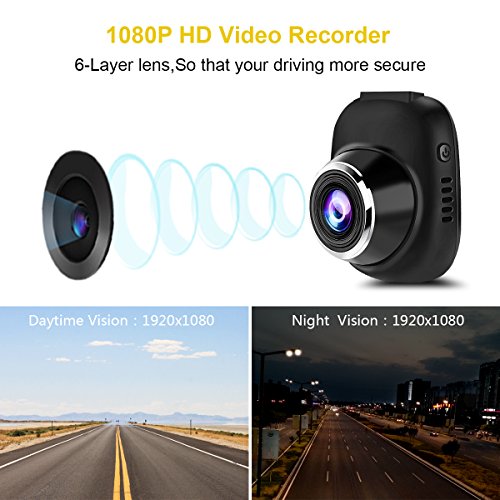 Car Dash Cam / Dash Camera, CarPuride Mini FHD 1080p Dashboard Camera Car DVR Video Recorder with Night Vision, 168°Wide Angle, G-sensor, Loop Recording, Motion Detection - Thumbnail 3