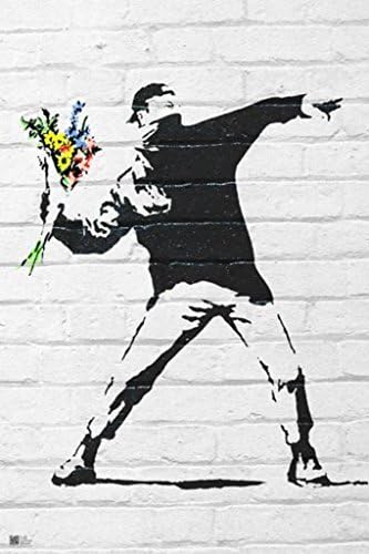 Flower Bomber By Banksy (Reproduction) 24"X36" Art Print Poster