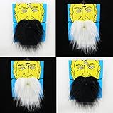 4Pack Black & White Fake Mustache Beard Novelty and Toy For Halloween Costume Party Decoration Fancy Dress Party Accessory