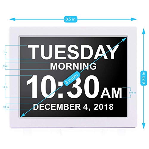 [Newest Version] American Lifetime Day Clock - Extra Large Impaired Vision Digital Clock with Battery Backup & 5 Alarm Options (White)