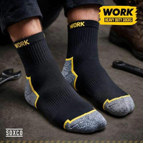 SOXCO 10 Pairs Mens Work Socks Reinforced Quarter Long Short Socks WORK Socks