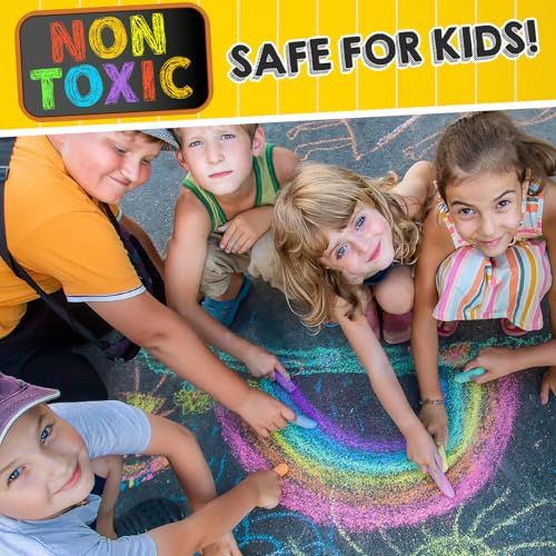 280PCS Sidewalk Chalks in 24 Colors: Washable Jumbo Chalk Set for Kids Toddlers, Non-Toxic Dustless Colored Chalk Bulk for Outdoor Art, Party Favors, Painting on Chalkboard Blackboard Playground