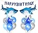 Shark Splash Party Decorations Shark Mylar Balloons Birthday Banner for Shark Birthday Party Supplies