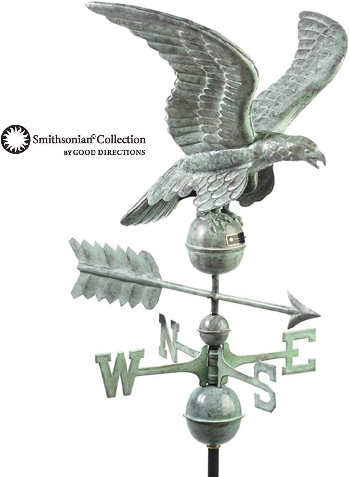 Weathervanes - Good Directions Patina Copper Eagle Weathervane – Decorative Rooftop Accent for Barns, Homes, Sheds, and Cupolas – Durable & Handcrafted