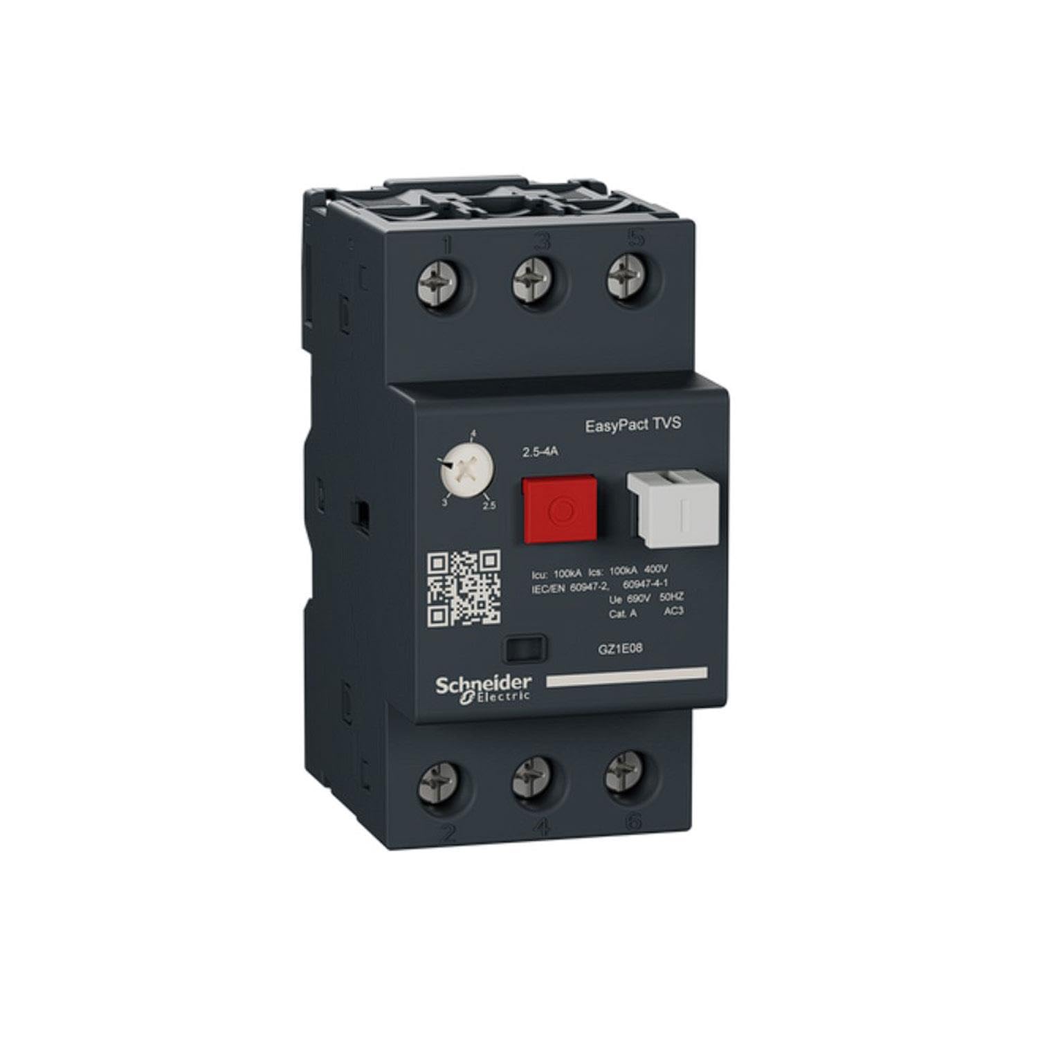 Schneider GZ1E08 2.5-4 EasyPact TVS Motor Circuit Breaker, White