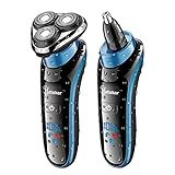 HATTEKER Electric Razor Shaver Shavers For Men Beard Grooming Set Wet and Dry 2 in 1 Rotary Shaver With Nose Hair Trimmer USB Rechargeable Waterproof