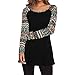 Ninasill Clearance!Long Sleeve Printed Patchwork Blouse Tops Clothes T Shirt Black