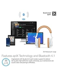 naztech i9bt Over Ear Auriculares con reducción de ruido activa, Aptx Tecnología Bluetooth 4.1 para HD Calidad sonido estéreo, de baja latencia, Enhanced Bass, IN LINE Mic.