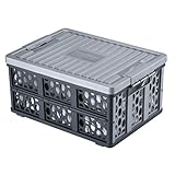 Finether Collapsible Storage Crates Container Basket with Detachable Waterproof Bag, 28 Liter, Grey