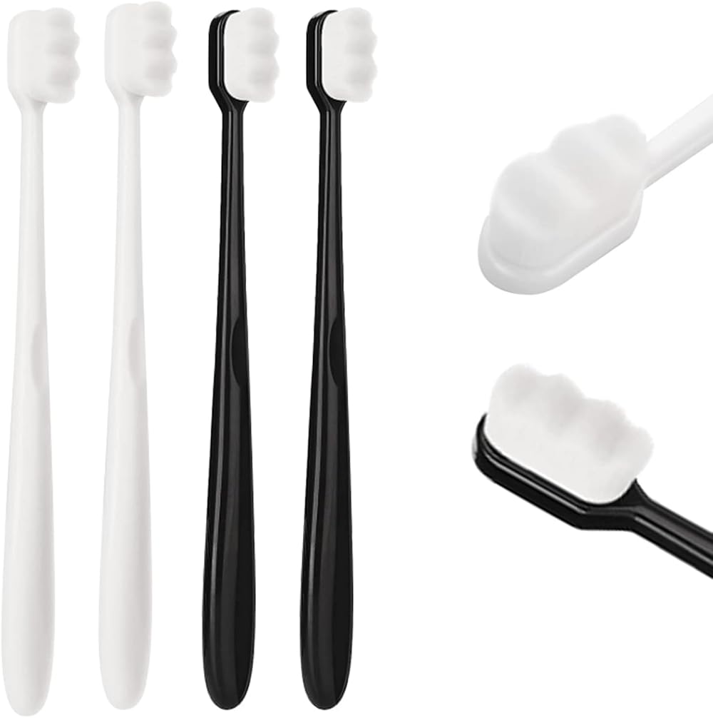 SHUXIA 4pcs Nano Toothbrush Set, Extra Soft, 20000 Bristles for Gums