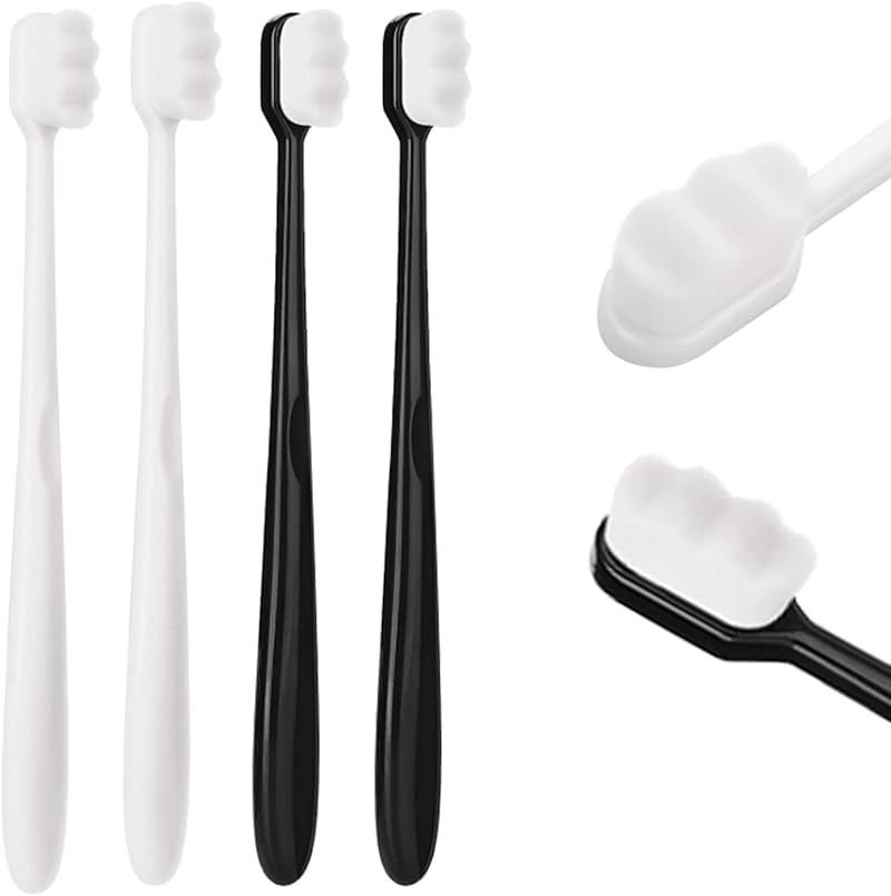 SHUXIA 4pcs Nano Toothbrush Set, Extra Soft, 20000 Bristles for Gums