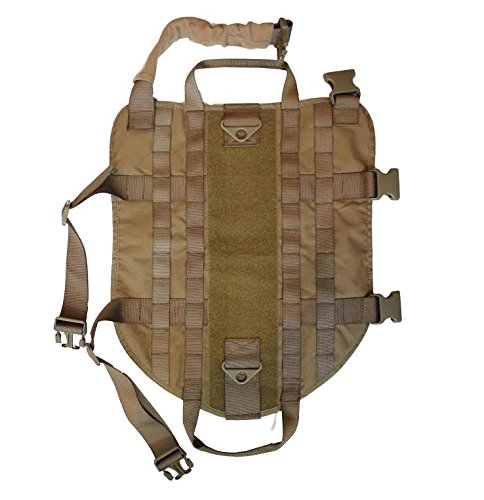 TACTICAL DOG VEST HARNESS K9 MOLLE HUNTING MILITARY HOOK AND LOOP PATCH PANEL XS, S, M, L, XL (COYOTE DESERT TAN, S: Chest up to 19") - Thumbnail 4